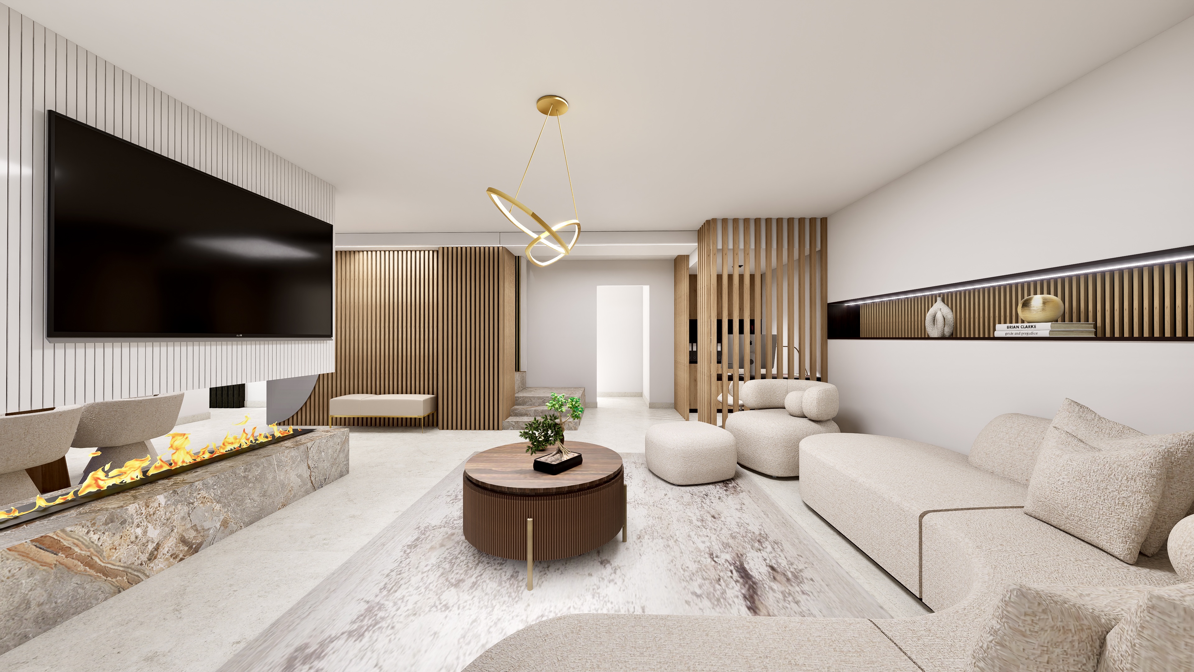 EniVie Interiors — fa és márvány enteriőr